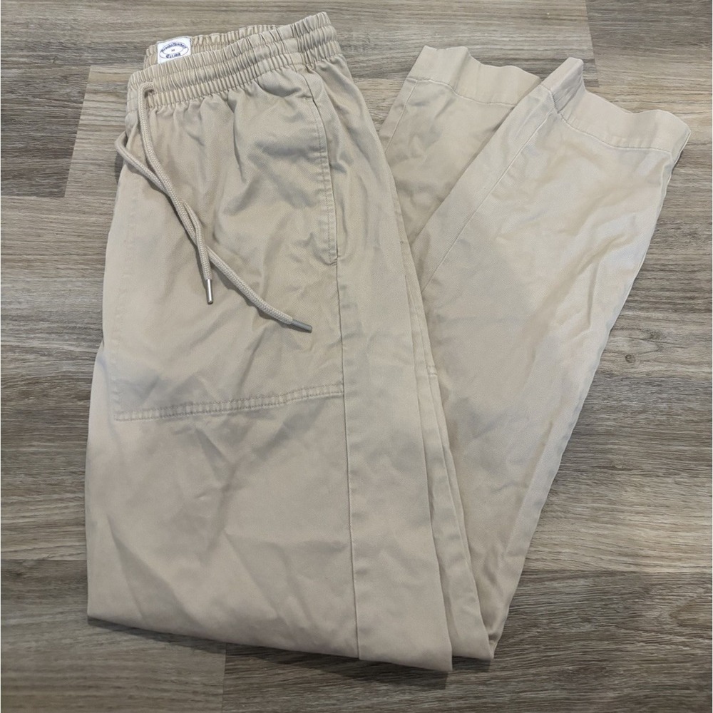 Brooks Brothers Pants Mens Medium Twill Drawstring Elastic Waist Khaki